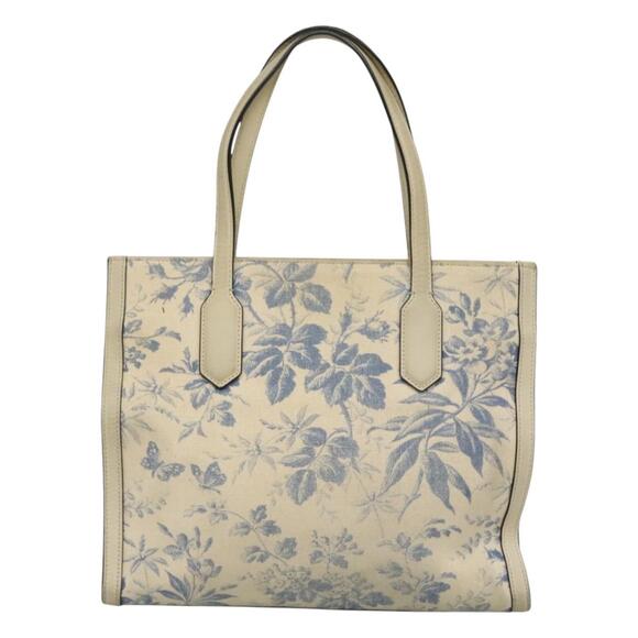 GUCCI Tote Bag Canvas Leather White Blue - Picture 3 of 16